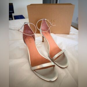 Joie Metallic Silver Ankle Strap Heels